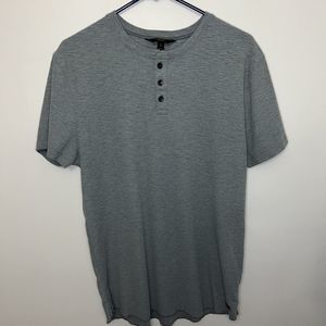 Outpost Maker Henley Mens Large Short Sleeve Gray Cotton W/ Buttons Logo NWOT